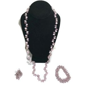 Lovely Pink Necklace Earrings Bracelet Set